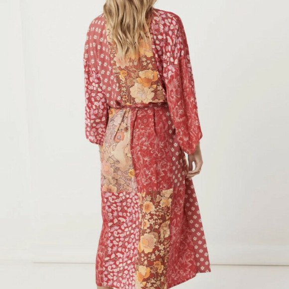 Spell Asymmetrical Dress in Red and Gold - Picture 3 of 5